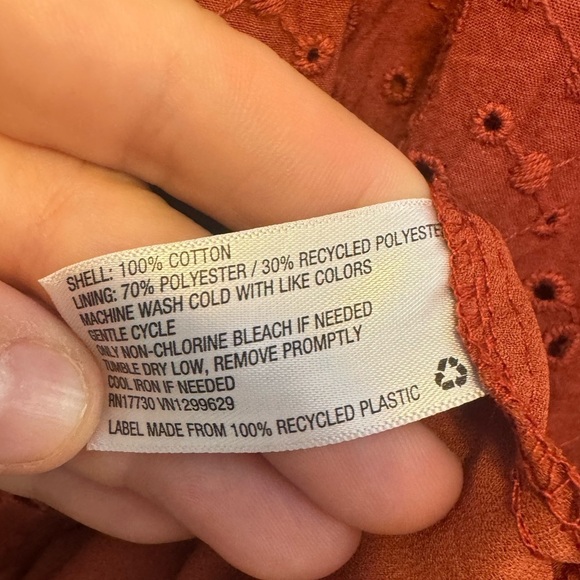 Knox Rose Burnt Orange Eyelet Flutter Sleeve V-Neck Dress Size XS - Picture 16 of 17